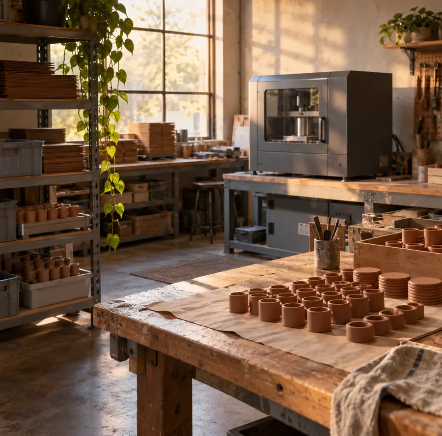 Illustration of manufacturing businesses equipment and workspace